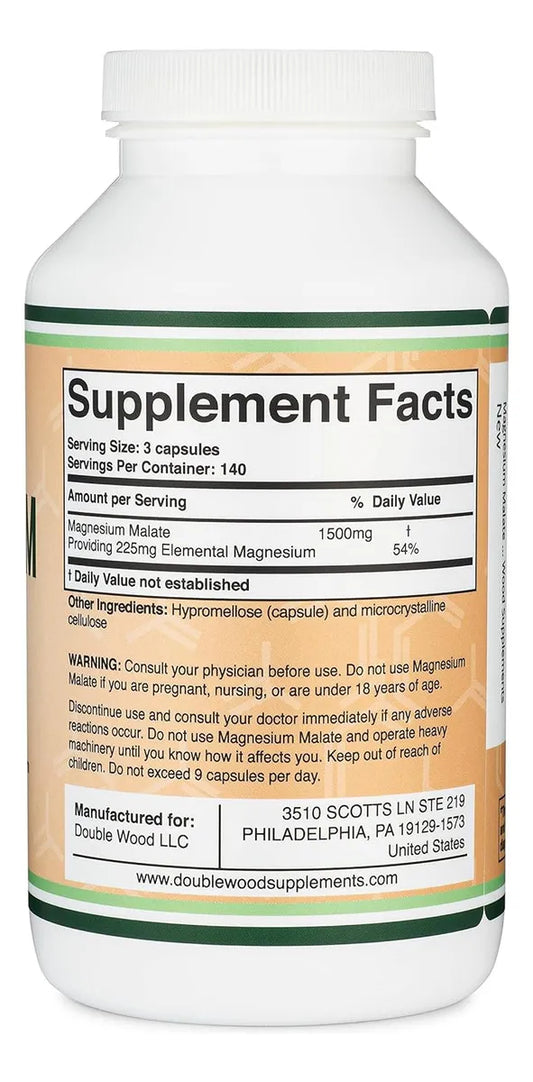 Double Wood Malato De Magnesio 500 Mg 420 Caps Sabor Sin Sabor
